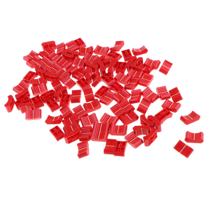 Crofta 100 Pieces Touch Sensitive Slider Mixer Fader Knob Caps 4mm Slot red