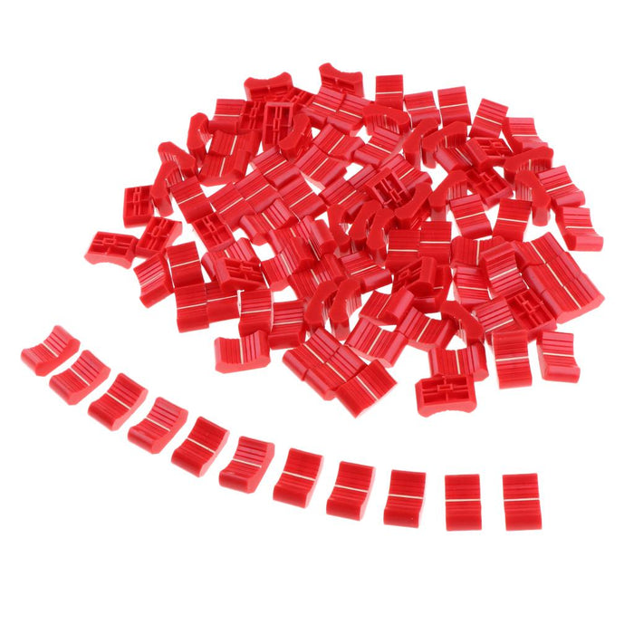 Crofta 100 Pieces Touch Sensitive Slider Mixer Fader Knob Caps 4mm Slot red