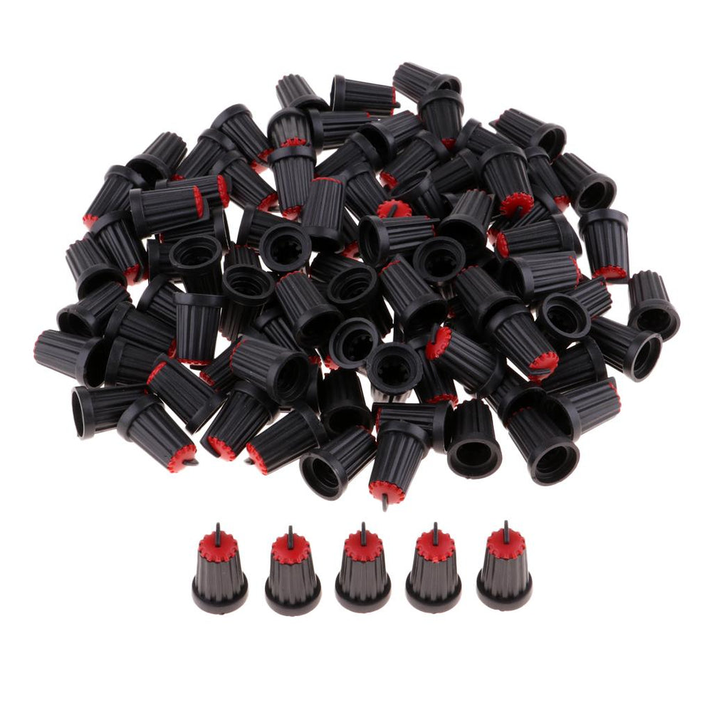 Crofta 100pcs 6mm Potentiometer Shaft Control Rotary Knob Cap Buttom 3Color red