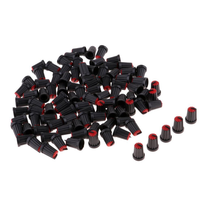 Crofta 100pcs 6mm Potentiometer Shaft Control Rotary Knob Cap Buttom 3Color red