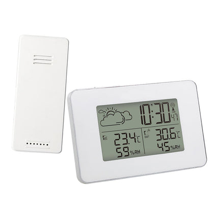 Crofta Weather Station Time Display Digital Thermometer for Home Office Living Room White