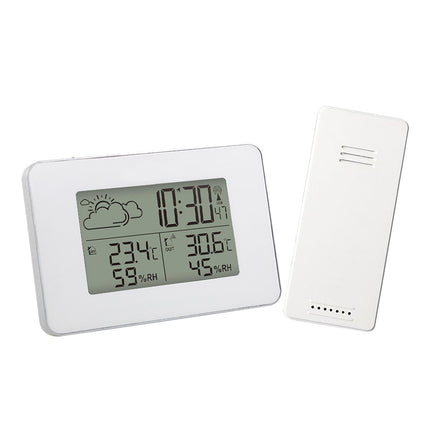 Crofta Weather Station Time Display Digital Thermometer for Home Office Living Room White