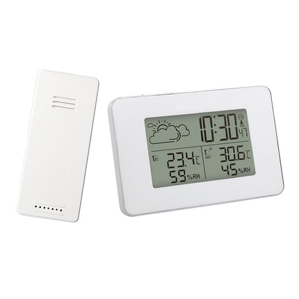 Crofta Weather Station Time Display Digital Thermometer for Home Office Living Room White