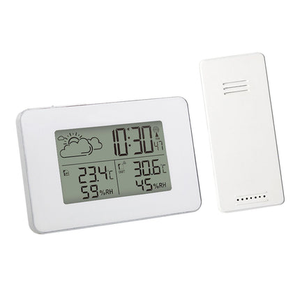 Crofta Weather Station Time Display Digital Thermometer for Home Office Living Room White