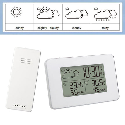 Crofta Weather Station Time Display Digital Thermometer for Home Office Living Room White