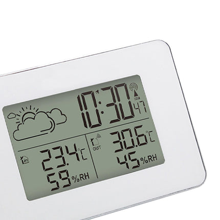 Crofta Weather Station Time Display Digital Thermometer for Home Office Living Room White