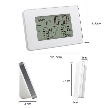 Crofta Weather Station Time Display Digital Thermometer for Home Office Living Room White