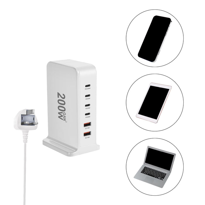 Crofta Crofta  200W USB C Charging Station Desktop Charging Station for Travel School Hotel