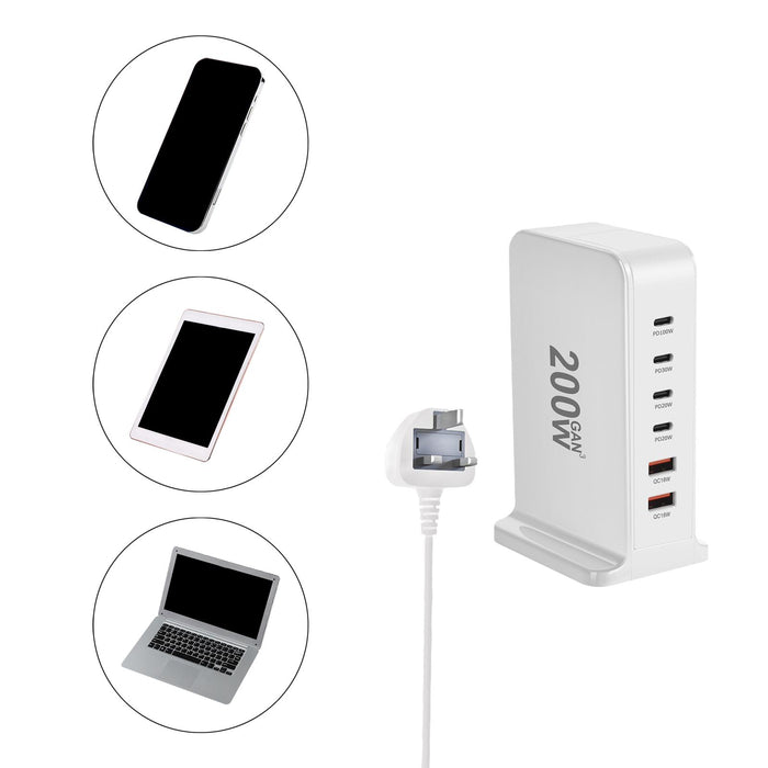 Crofta Crofta  200W USB C Charging Station Desktop Charging Station for Travel School Hotel