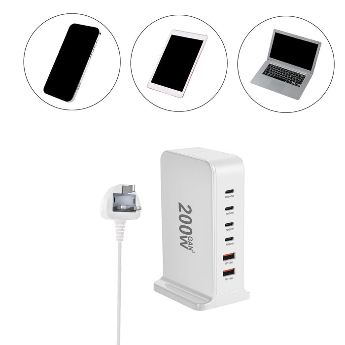 Crofta Crofta  200W USB C Charging Station Desktop Charging Station for Travel School Hotel