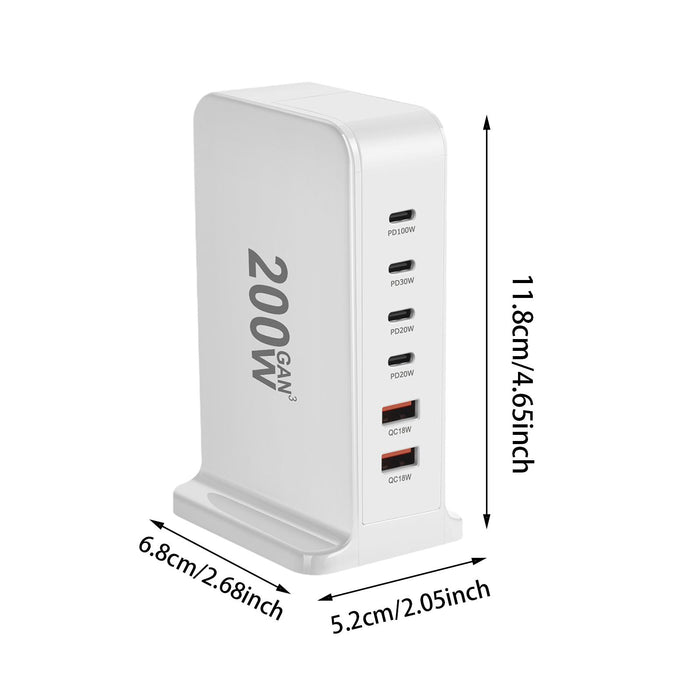 Crofta Crofta  200W USB C Charging Station Desktop Charging Station for Travel School Hotel