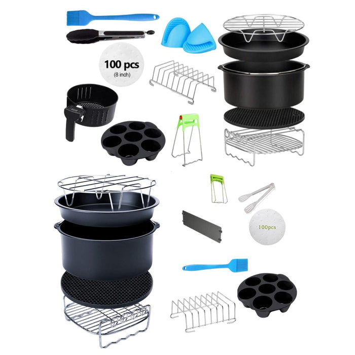 Crofta 12pcs/set 8" Air Fryer Accessories 4.2QT-6.8QT Skewers Rack Baking Papers package 1