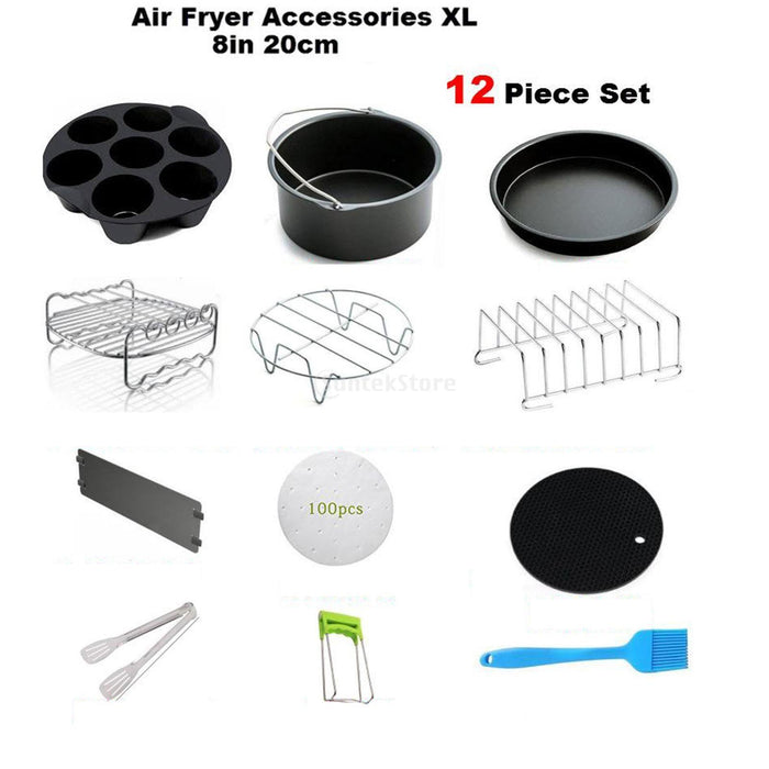 Crofta 12pcs/set 8" Air Fryer Accessories 4.2QT-6.8QT Skewers Rack Baking Papers package 1