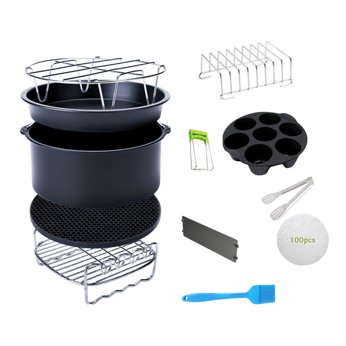 Crofta 12pcs/set 8" Air Fryer Accessories 4.2QT-6.8QT Skewers Rack Baking Papers package 1