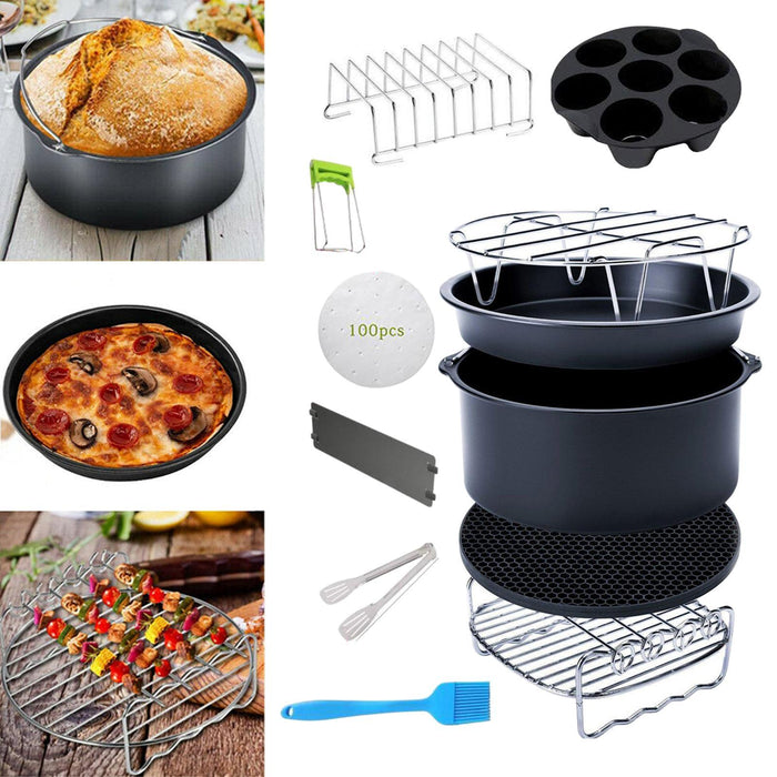 Crofta 12pcs/set 8" Air Fryer Accessories 4.2QT-6.8QT Skewers Rack Baking Papers package 1