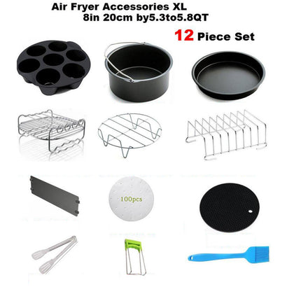 Crofta 12pcs/set 8" Air Fryer Accessories 4.2QT-6.8QT Skewers Rack Baking Papers package 1