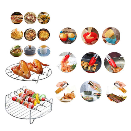 Crofta 13Pcs Air Fryer Accessories Non Stick for BBQ Baking Cooking  6inch