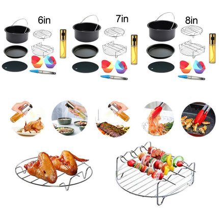 Crofta 13Pcs Air Fryer Accessories Non Stick for BBQ Baking Cooking  6inch