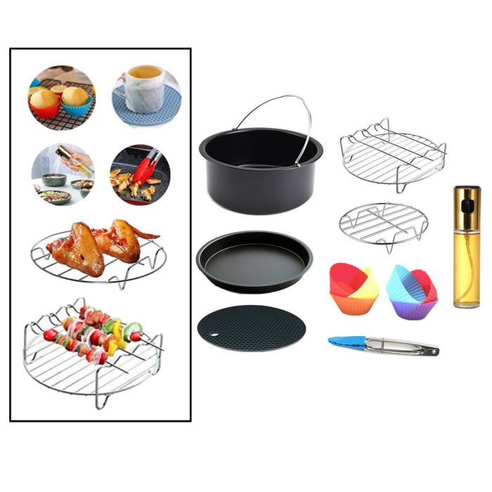 Crofta 13Pcs Air Fryer Accessories Non Stick for BBQ Baking Cooking  8inch