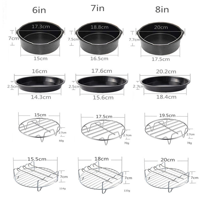 Crofta 13Pcs Air Fryer Accessories Non Stick for BBQ Baking Cooking  8inch