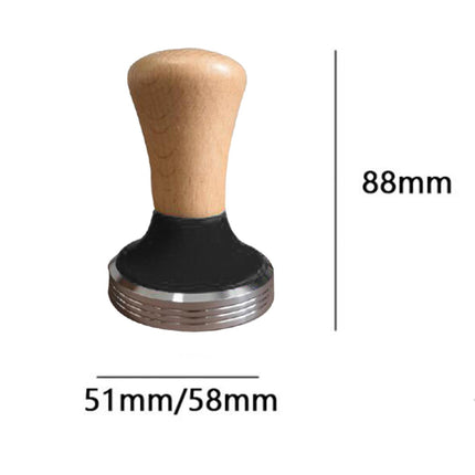 Crofta Stainless Steel Coffee Tamper Wooden Handle Coffee Leveler Bean Press Tool BLACK