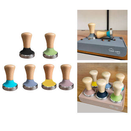 Crofta Stainless Steel Coffee Tamper Wooden Handle Coffee Leveler Bean Press Tool BLACK