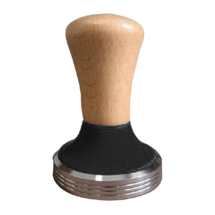 Crofta Stainless Steel Coffee Tamper Wooden Handle Coffee Leveler Bean Press Tool BLACK