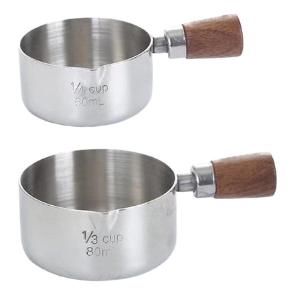 Crofta Short Wood Handle Stainless Steel Milk Pot Saucepan for Induction Cooker