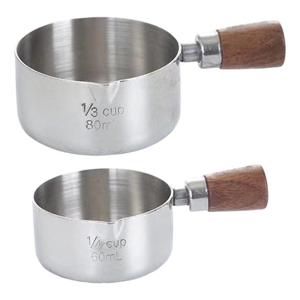 Crofta Short Wood Handle Stainless Steel Milk Pot Saucepan for Induction Cooker