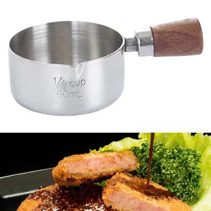 Crofta Short Wood Handle Stainless Steel Milk Pot Saucepan for Induction Cooker