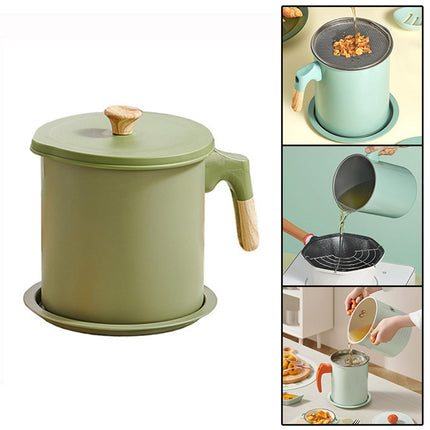 Crofta Mini Deep Fryer Pot Multifunctional Oil Saving 1.4L for Kitchen green