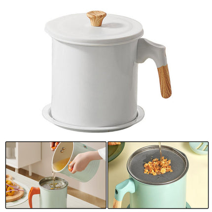 Crofta Mini Deep Fryer Pot Multifunctional Oil Saving 1.4L for Kitchen white