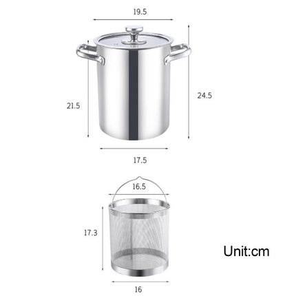 Crofta Stockpot with Glass Lid for Steaming, Frying and Boiling Thick Rice Bucket with Filter