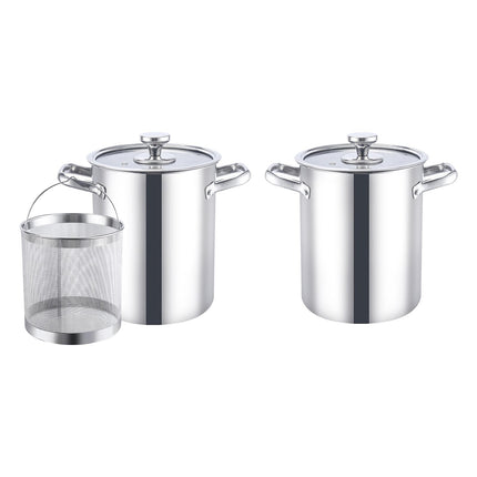 Crofta Stockpot with Glass Lid for Steaming, Frying and Boiling Thick Rice Bucket with Filter