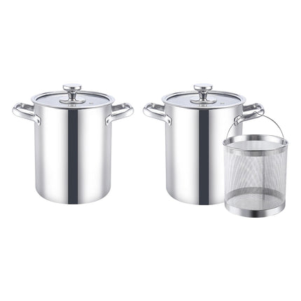 Crofta Stockpot with Glass Lid for Steaming, Frying and Boiling Thick Rice Bucket with Filter