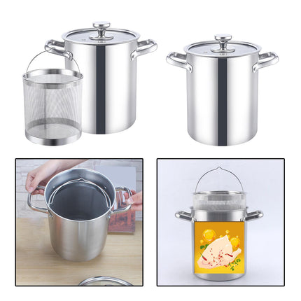 Crofta Stockpot with Glass Lid for Steaming, Frying and Boiling Thick Rice Bucket with Filter