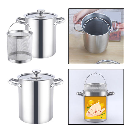 Crofta Stockpot with Glass Lid for Steaming, Frying and Boiling Thick Rice Bucket with Filter