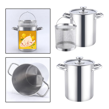 Crofta Stockpot with Glass Lid for Steaming, Frying and Boiling Thick Rice Bucket with Filter