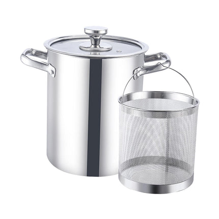 Crofta Stockpot with Glass Lid for Steaming, Frying and Boiling Thick Rice Bucket with Filter