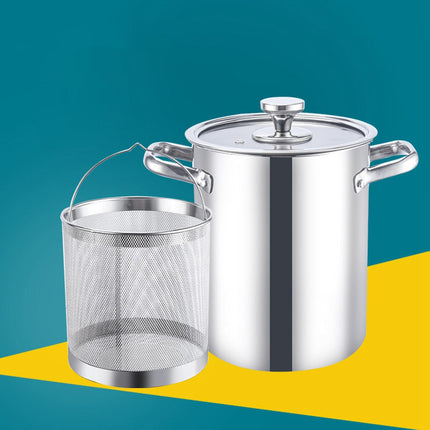 Crofta Stockpot with Glass Lid for Steaming, Frying and Boiling Thick Rice Bucket with Filter