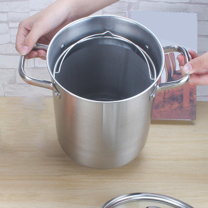 Crofta Stockpot with Glass Lid for Steaming, Frying and Boiling Thick Rice Bucket with Filter