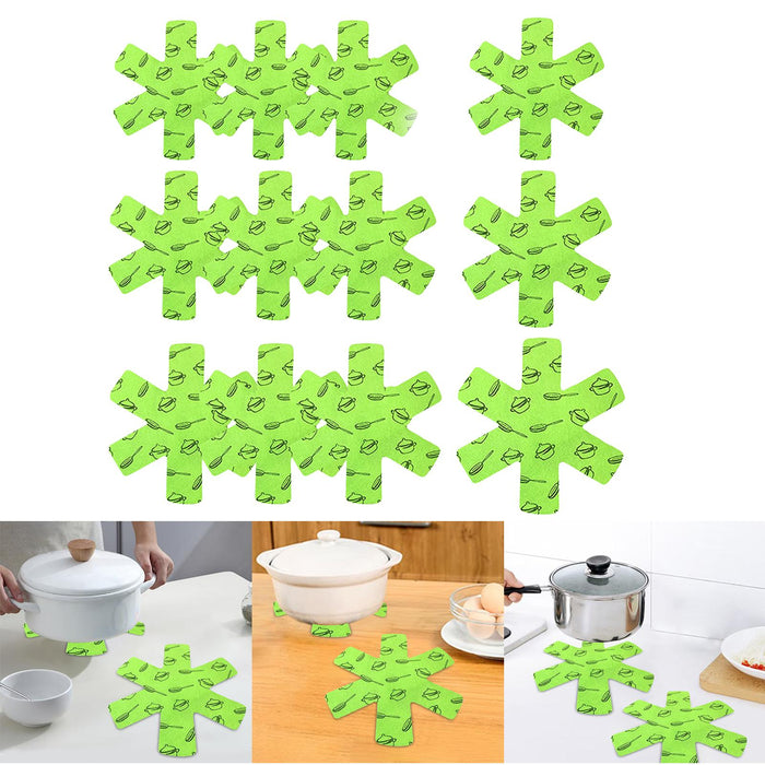 Crofta 12Pcs Anti Slip Pad Pot Pan Protectors for Nonstick Skillet Frying Pans Green