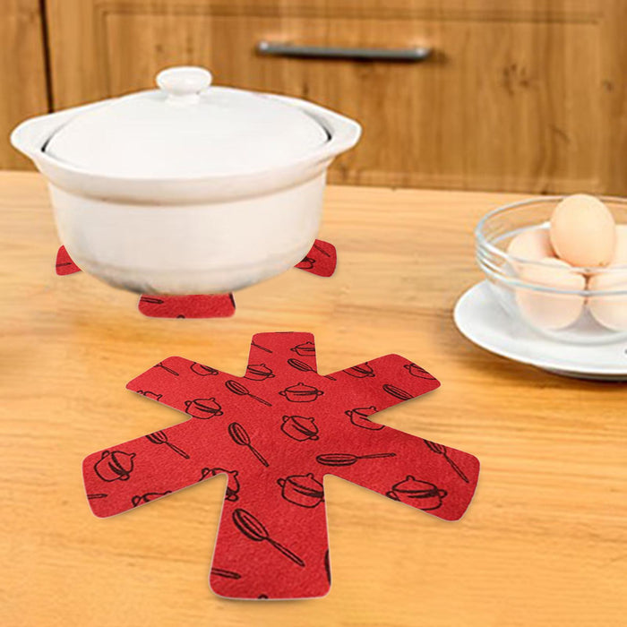 Crofta 12Pcs Anti Slip Pad Pot Pan Protectors for Nonstick Skillet Frying Pans Red