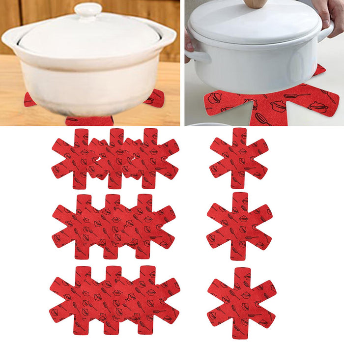 Crofta 12Pcs Anti Slip Pad Pot Pan Protectors for Nonstick Skillet Frying Pans Red