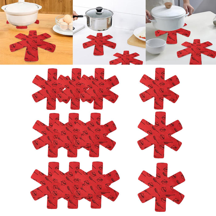 Crofta 12Pcs Anti Slip Pad Pot Pan Protectors for Nonstick Skillet Frying Pans Red