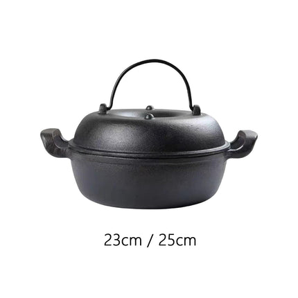 Crofta Cast Iron Serving Pot Multi Use with Dual Handles with Lid for Kitchen 23cm