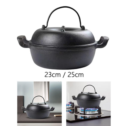 Crofta Cast Iron Serving Pot Multi Use with Dual Handles with Lid for Kitchen 23cm