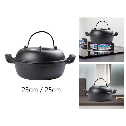 Crofta Cast Iron Serving Pot Multi Use with Dual Handles with Lid for Kitchen 23cm