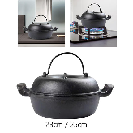 Crofta Cast Iron Serving Pot Multi Use with Dual Handles with Lid for Kitchen 23cm