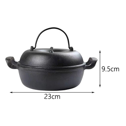 Crofta Cast Iron Serving Pot Multi Use with Dual Handles with Lid for Kitchen 23cm